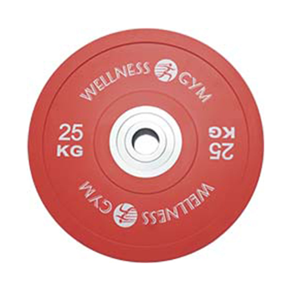 RUBBERISED COMPETITION BUMPER PLATE   RED COLORED (25 KG)